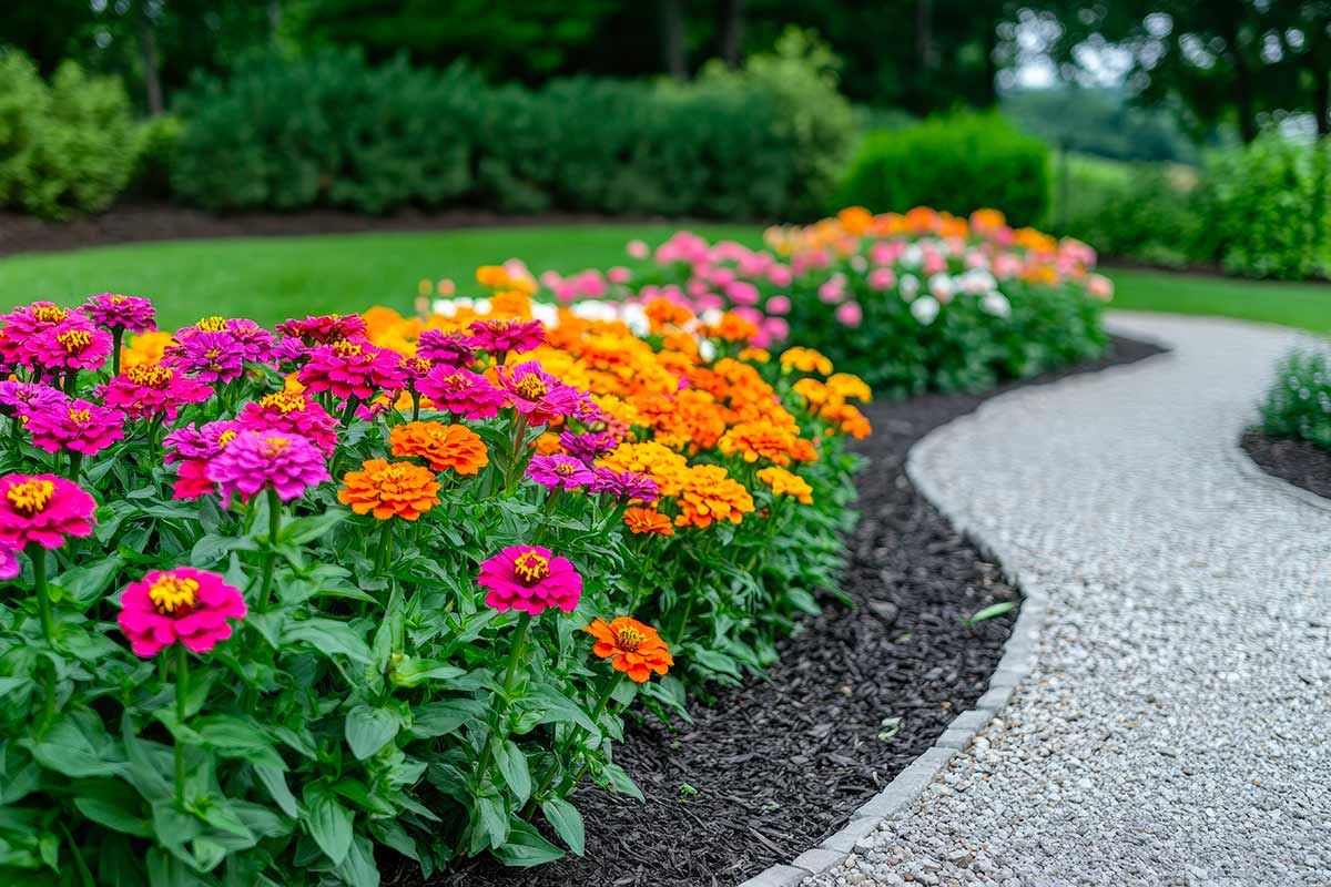 aiuola mista con fiori colorati