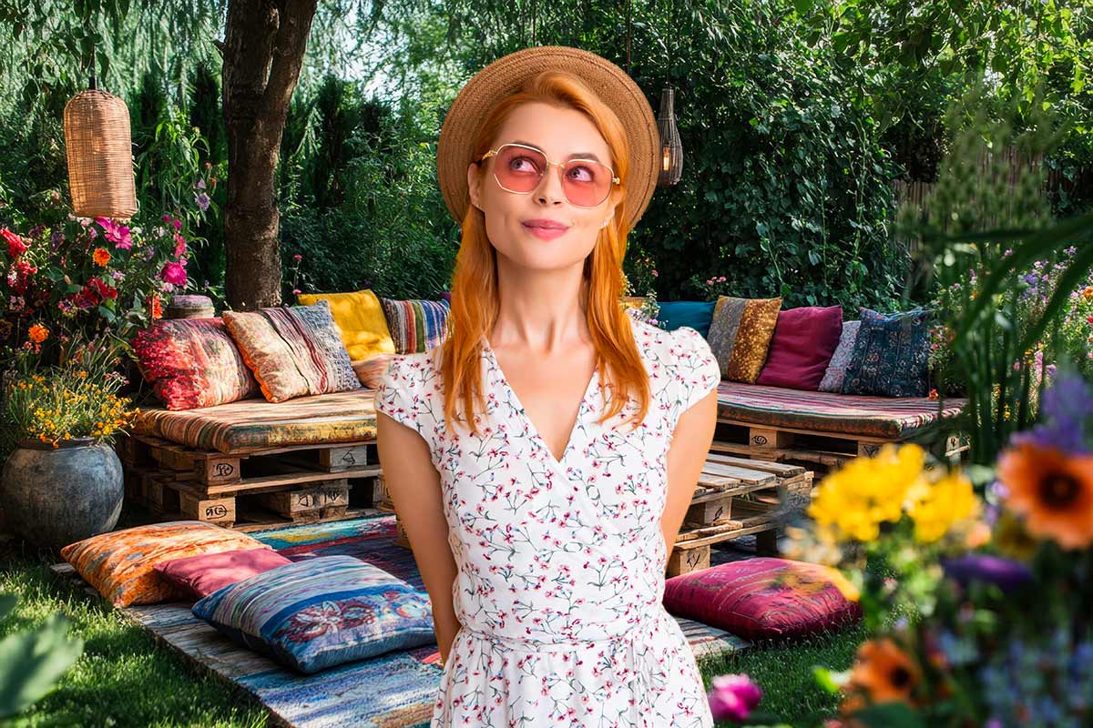 Giardino boho chic con pallet