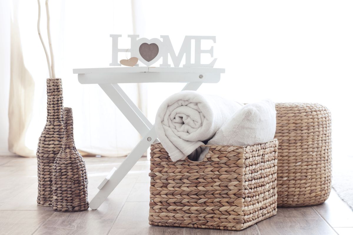 utilizzo cesti in vimini in casa