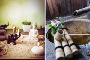 angolo zen sassi sabbia e acqua