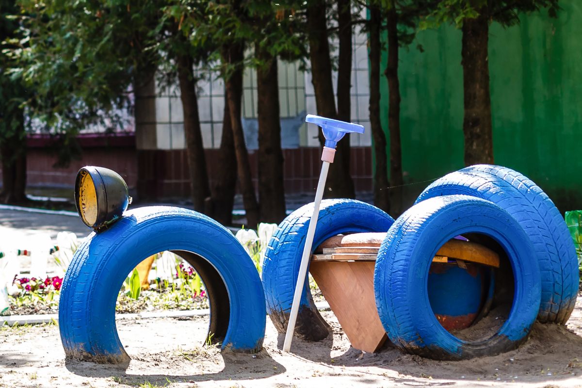 idee giardino con pneumatici usati