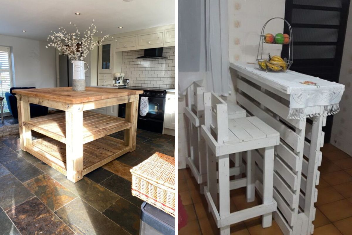 isola cucina con pallet