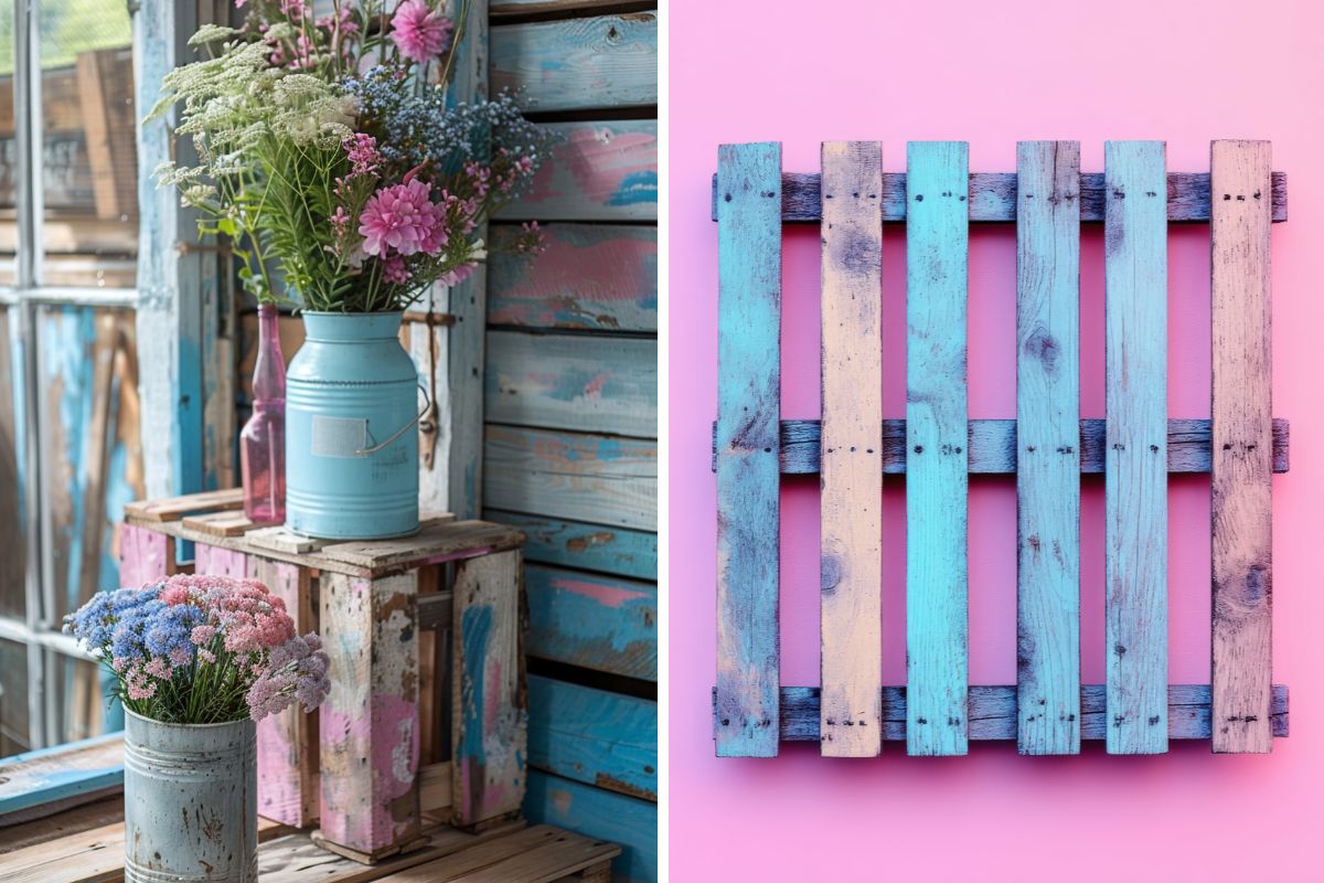 pallet verniciati a calce effetto shabby