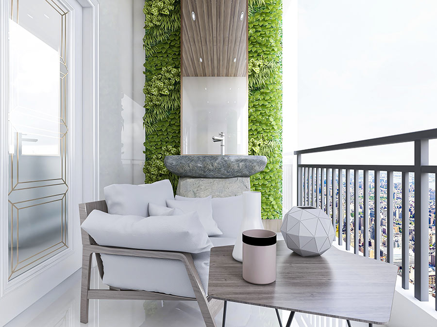 balcone con giardino verticale