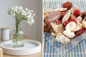 tavola decorata con elementi naturali