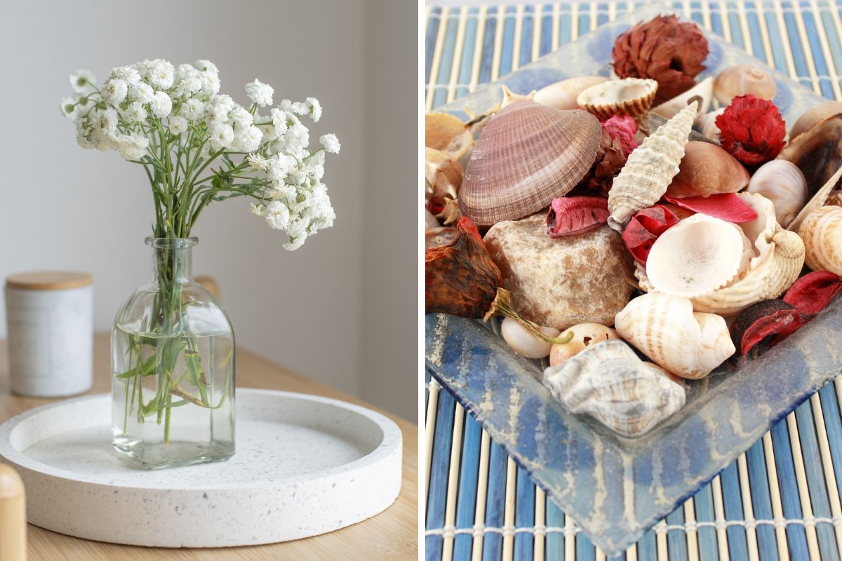tavola decorata con elementi naturali