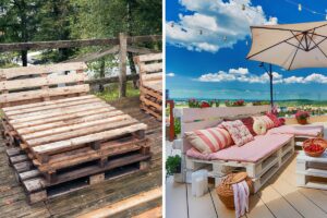divanetti e lettino prendisole da giardino con pallet