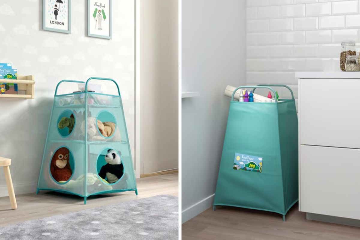 portatutto a scomparti turchese tigerfink di ikea