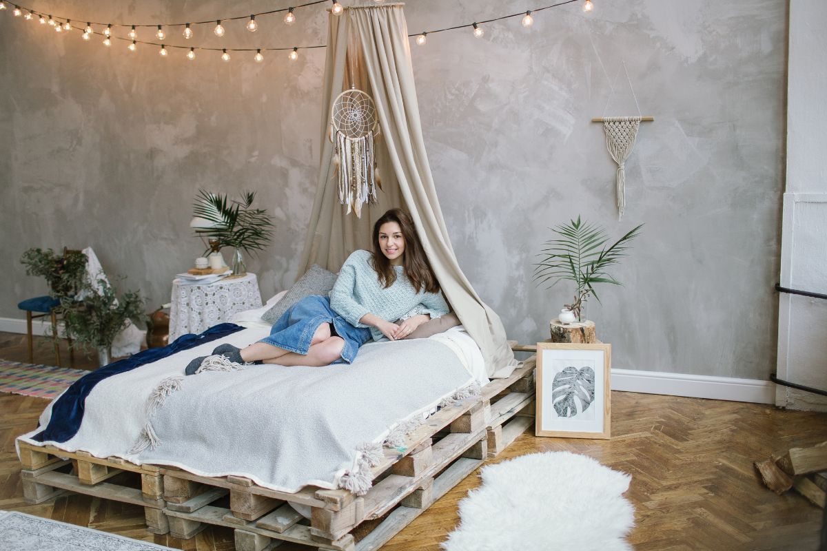 letto matrimoniale con pallet