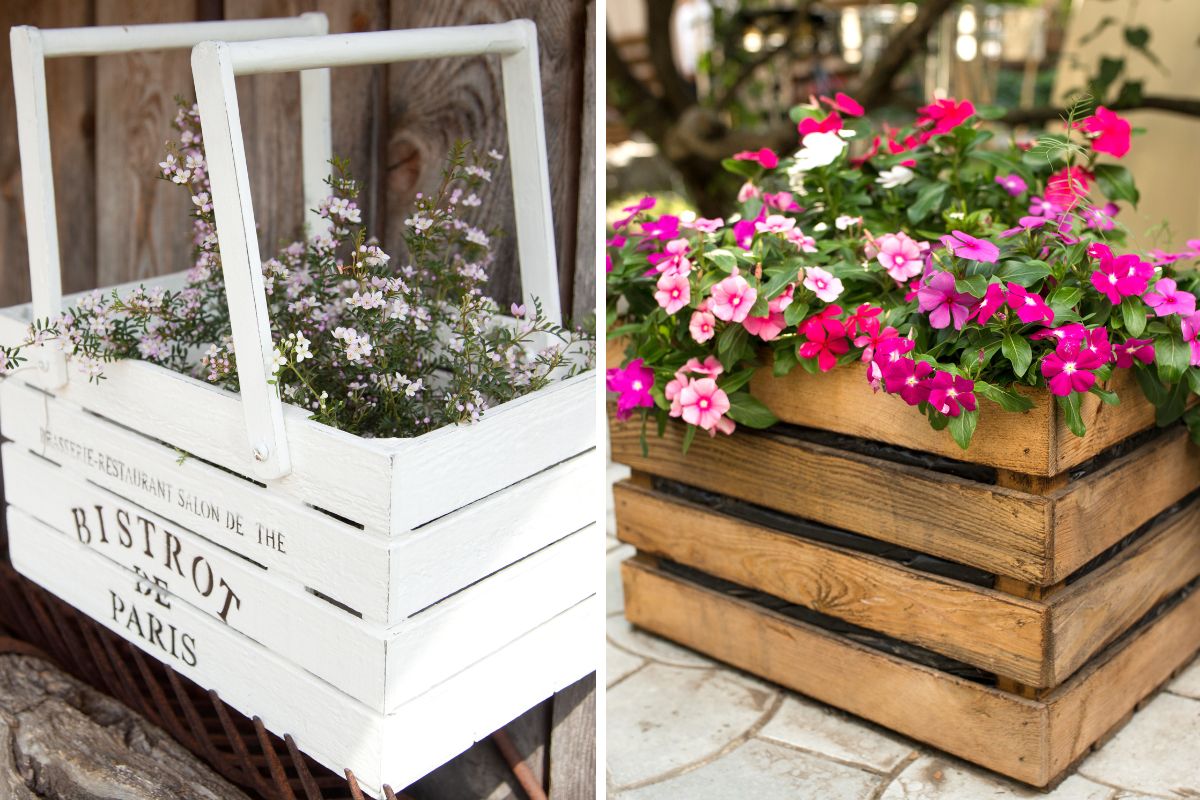 arredare balcone e giardino con cassette di legno