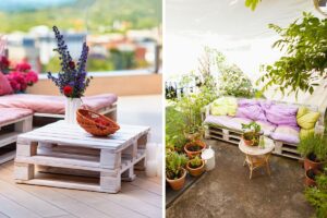 sedute dondoli e angoli relax con pallet