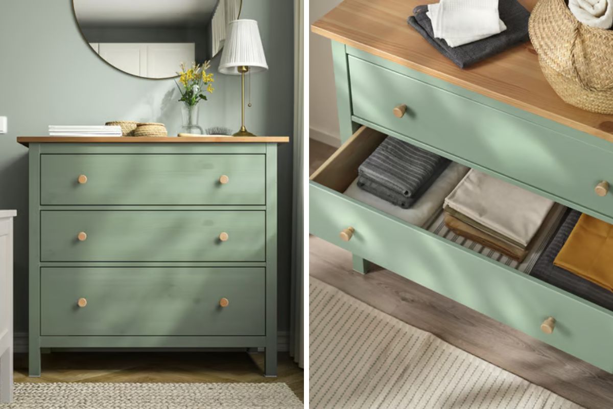cassettiera hemnes grigio-verde di ikea