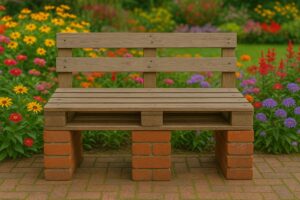 panchine con pallet e mattoni