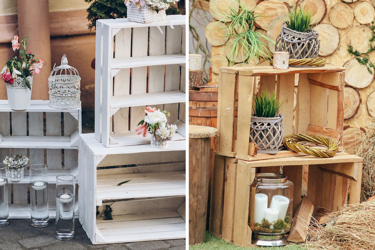 idee con cassette di legno per giardino