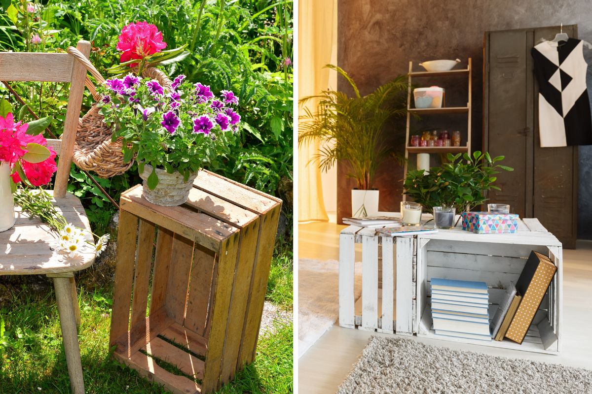 cassette di legno per arredare il giardino