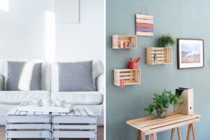 arredo con cassette in legno