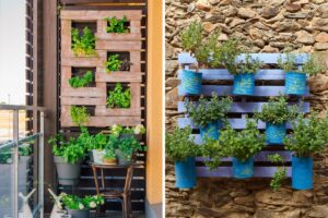 orto verticale con materiali riciclati
