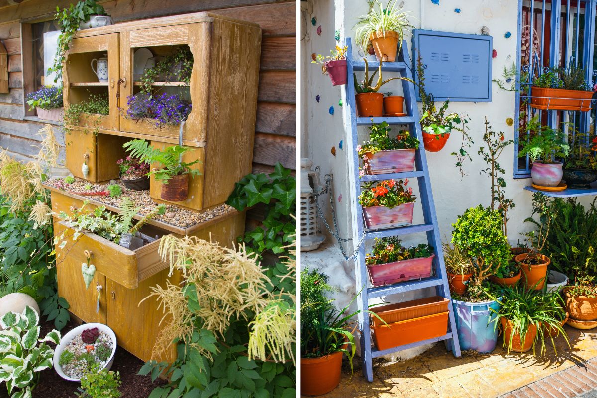 riciclo creativo per decorare il giardino