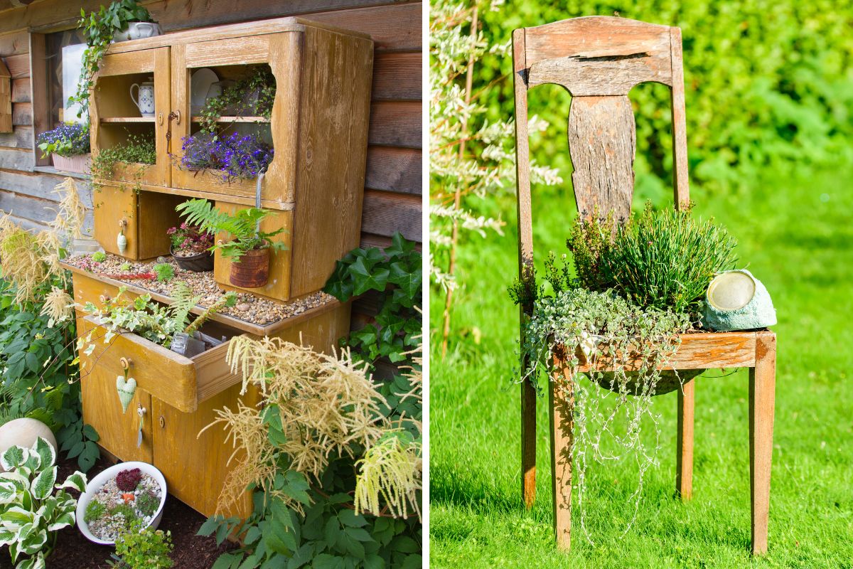oggetti da riciclare per decorare il giardino