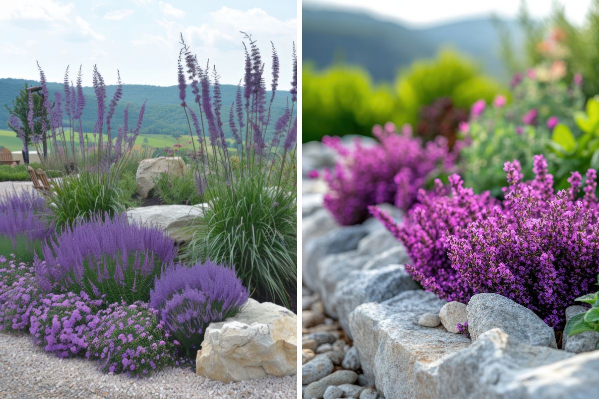 aiuole con sassi e lavanda