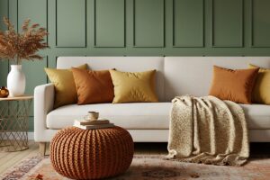 arredamento salotto con colori autunnali