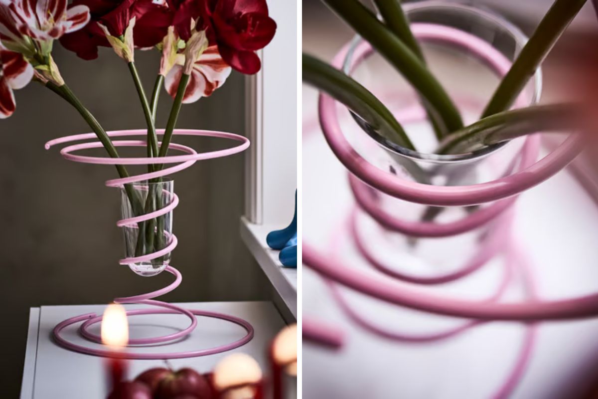 vaso a spirale rosa vinterfint di ikea