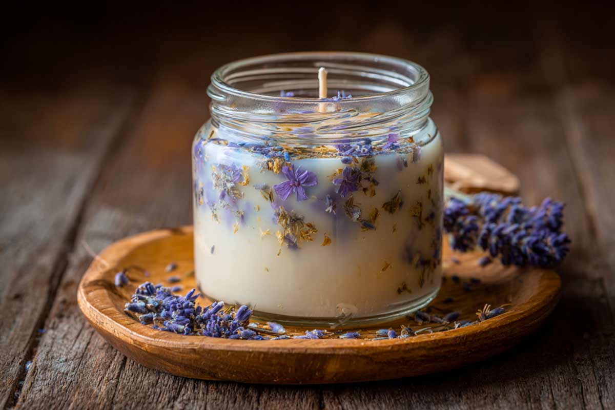 candela fai da te con lavanda