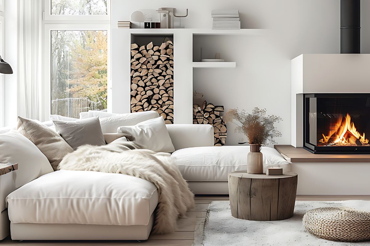 tronchi di legno decori rustici salotto